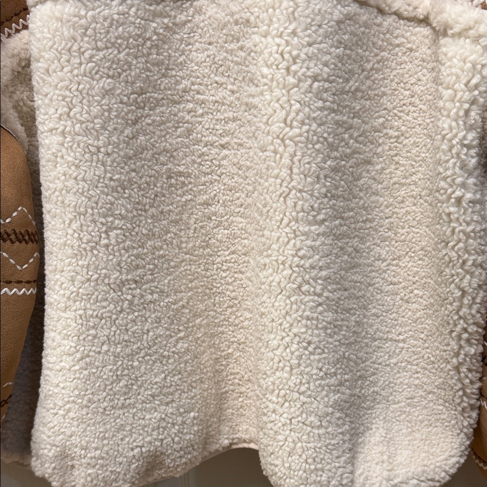 Ugg Brown and Cream Fleece Jacket with Floral Embroidery XL - Picture 4 of 9